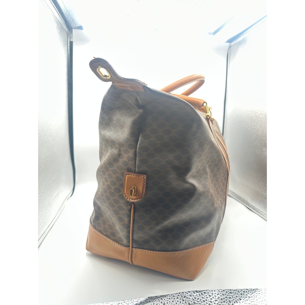 Vintage Celine Macadam Canvas Boston Bag XL Weekender Travel Duffle Carry-On - Picture 4 of 15